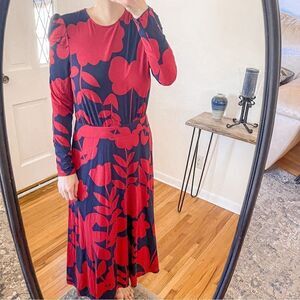 Boden Puff Sleeve Jersey Midi Dress Long Sleeve 6